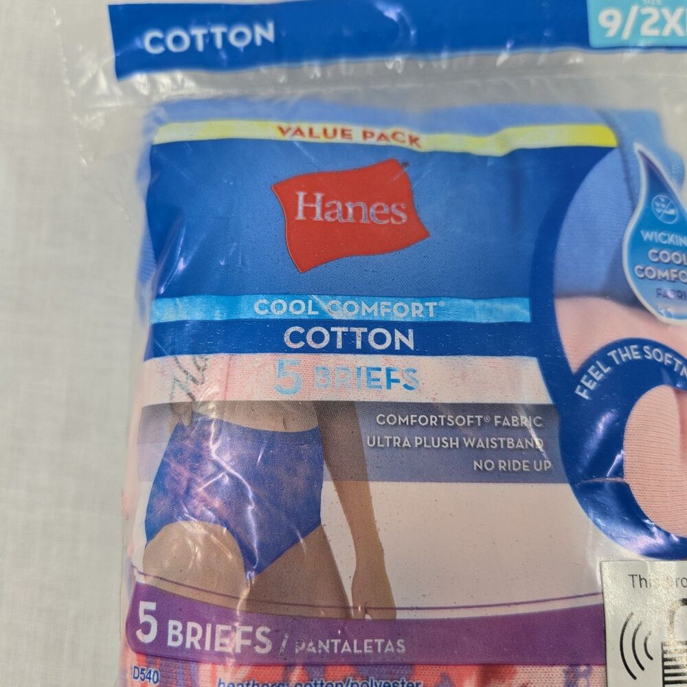 NEW Hanes Cool Comfort Cotton Briefs 5 Pack Womens Briefs Size 9 / 2XL Date 2019 - Picture 3 of 8